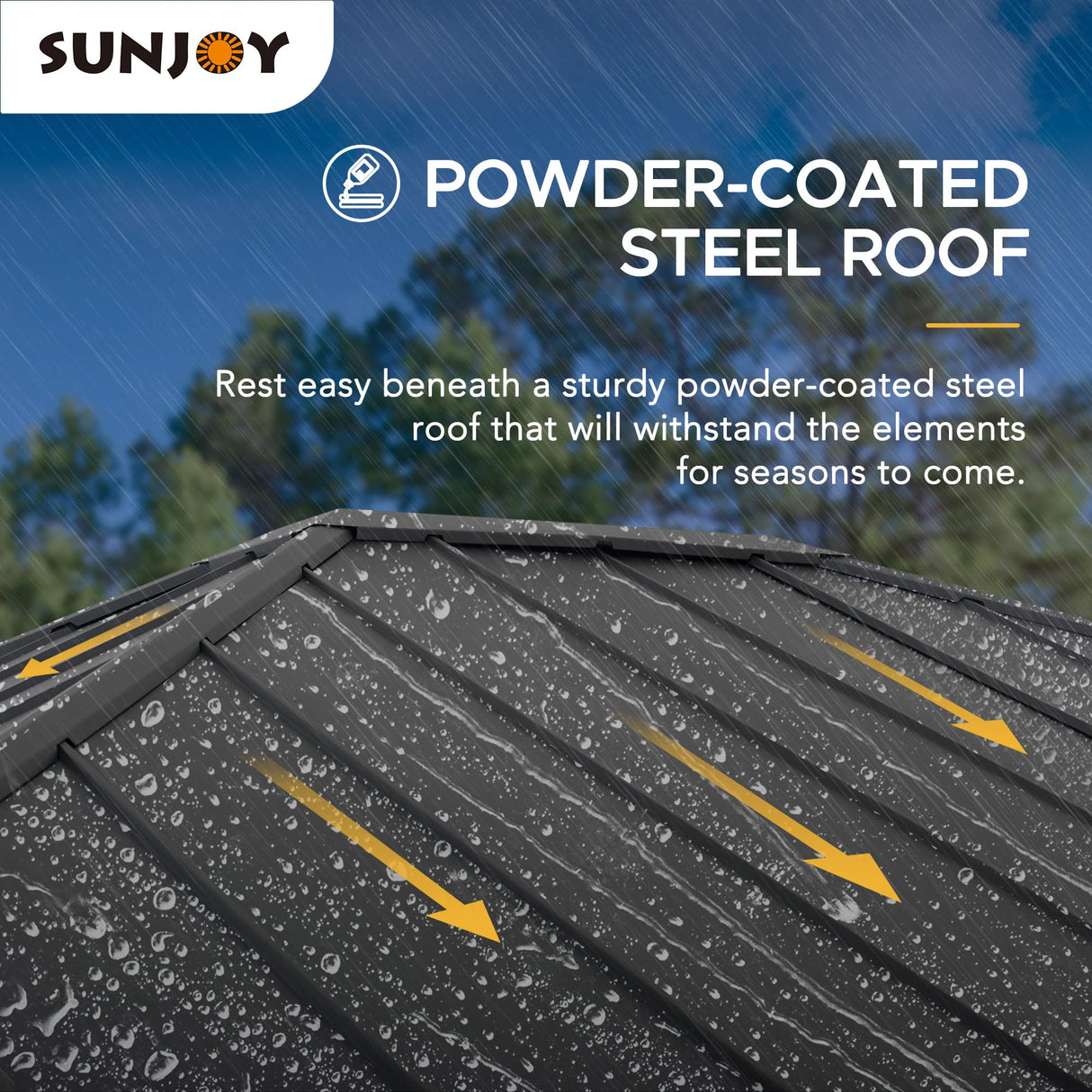 Sunjoy 12 x 14 ft. Hardtop Gazebo with Solar Powered, Cedar Wood Framed Steel Hardtop Gazebo with LED Lighting, Bluetooth Sound and Storage Racks by SummerCove SummerCove