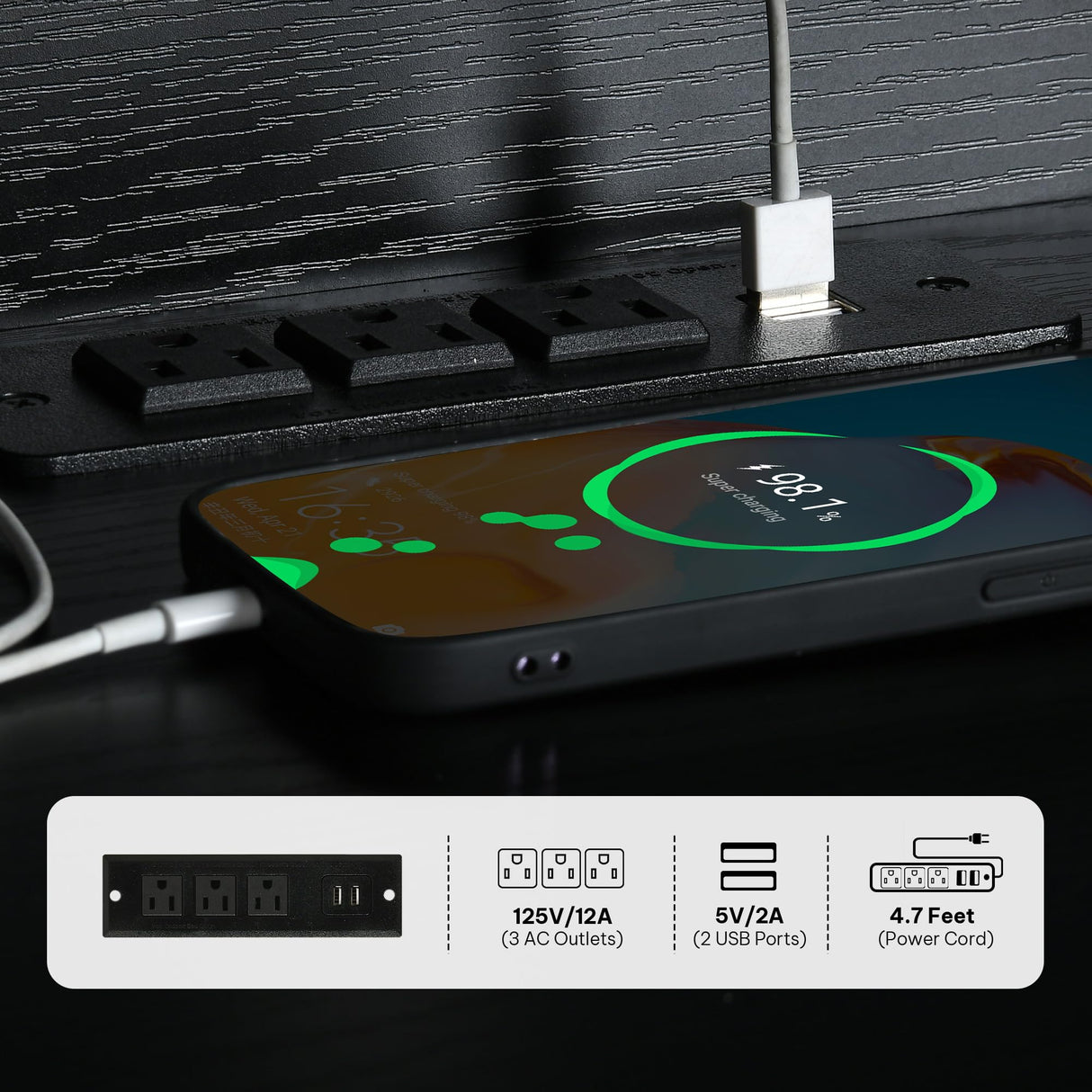 YITAHOME 33.5'' Tall TV Stands for Living Room, TV Entertainment Center with LED Light, TV Stand for TVs up to 70 Inch, Tall TV Console Cabinet with Power Outlets, Black YITAHOME