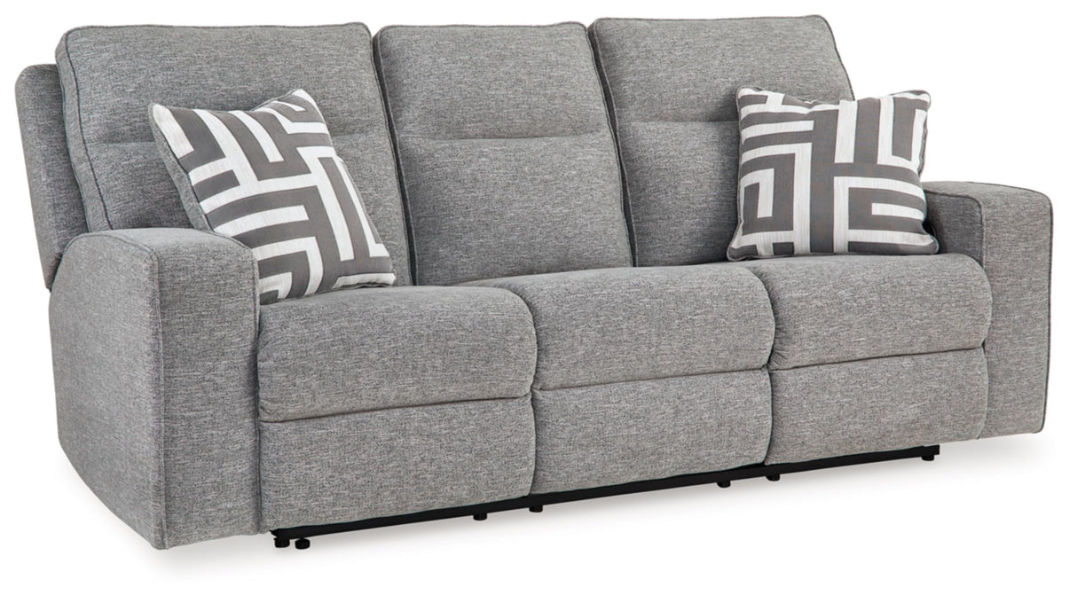 Signature Design by Ashley Biscoe Casual UV Resistant Power Reclining Sofa with Adjustable Headrest and USB Ports, Light Gray Signature Design by Ashley