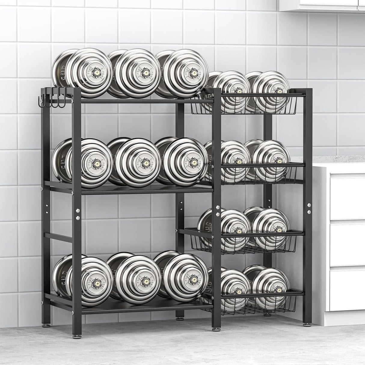 Hastatii Storage Rack Kitchen Baker's Rack - Utility Microwave Oven Stand with Steel Mesh Baskets Hastatii
