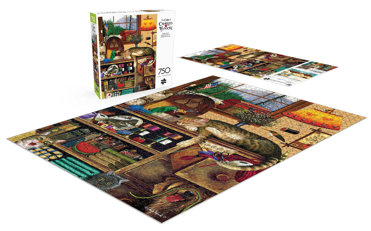 Buffalo Games - Charles Wysocki - Yarn Duty - 750 Piece Jigsaw Puzzle for Adults -Challenging Puzzle Perfect for Game Nights - Finished Size is 24.00 x 18.00 Buffalo Games