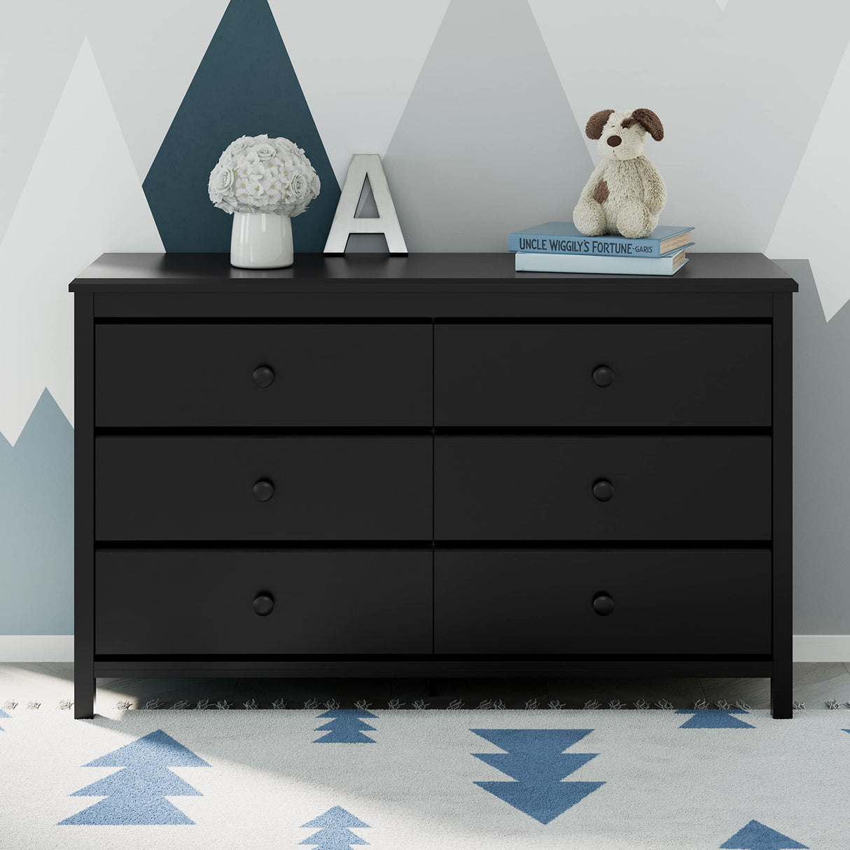 Storkcraft Alpine 6 Drawer Double Dresser (Black) – GREENGUARD Gold Certified, Dresser For Nursery, 6 Drawer Dresser, Kids Dresser, Nursery Dresser Drawer Organizer, Chest of Drawers STORKCRAFT