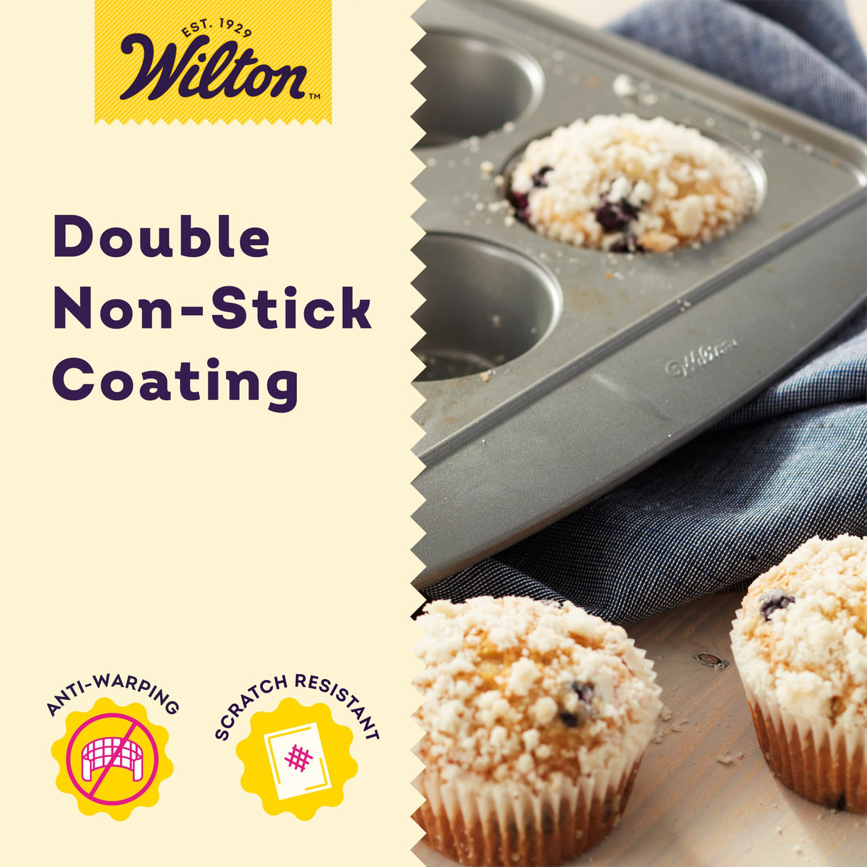 Wilton Ever-Glide Muffin Pan - Enjoy Homemade Muffins , Great for Cupcakes, Roasted Veggies, Shredded Potato Egg Cups and More, Steel, 12-Cavity Wilton
