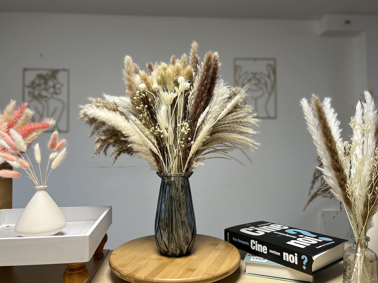 Total 104 pcs /11 Various Dried Pampas Grass Décor, White Pompous Grass, Bunny Tails Dried Flowers Reed Grass, 17 inch Pompass Grass for Flower Arrangements Boho Wedding Home Décor (Ivory White) Glamativity