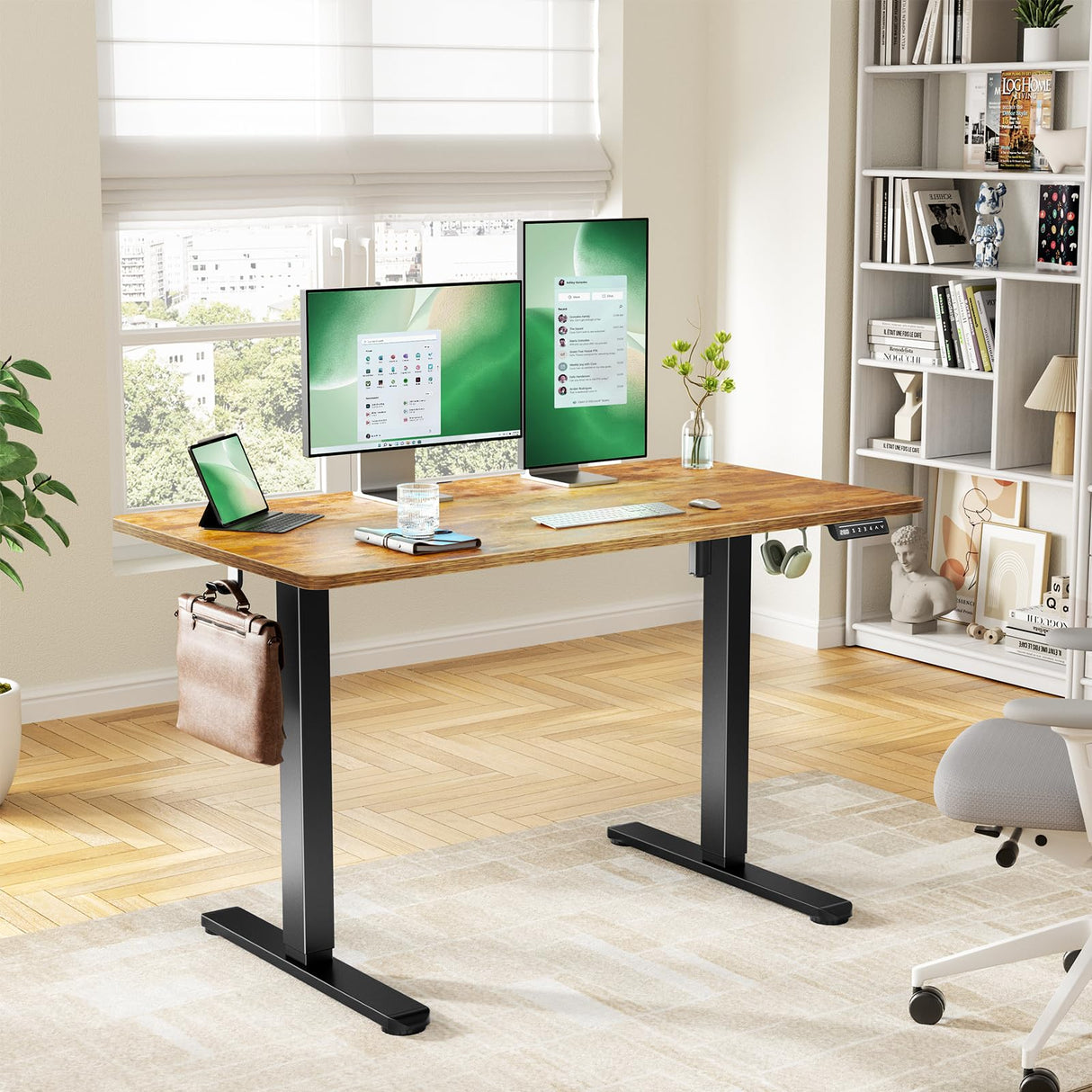 Marsail Electric Standing Desk with One-Piece Desktop,55 x 30 inch Height Adjustable Office Gaming Computer Desk with Deeper Tabletop,Home Office Stand up Desk with 4 Memory Presets, Desk for Bedroom Marsail