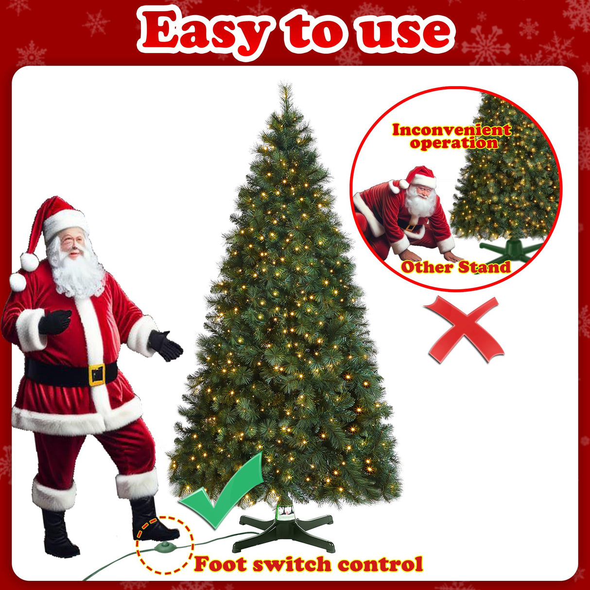 GREATDAY Rotating Christmas Tree Stand with Foot Switch,360-Degree Rotating Christmas Tree Stand,Up to 7.5ft and 80 pounds Artificial Tree,with 3 Settings Trunk Diameter GREATDAY