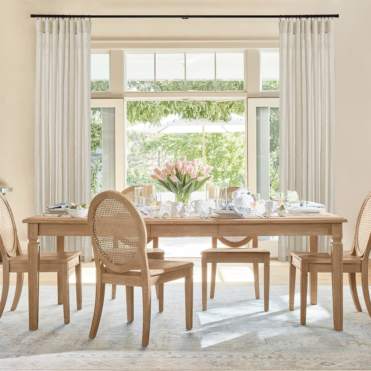 RYB HOME Flax Linen Blend Curtains 84 Inches Long - Semi Sheer Breathable Woven Light Filtering Window Treatment Drapes for Living Room, Bedroom, Office, Nursery, W 52" x L 84", 2 Panels, RYB HOME