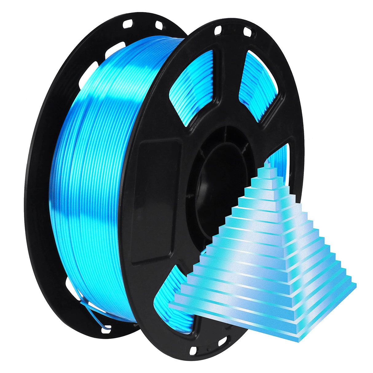 BBLIFE Silk Acid Blue PLA Peacock Blue Pearlescent Shining 3D Printing Material, 1kg 2.2lbs 1.75mm 3D Plastic Material, Widely Support for FDM 3D Printer, Easy to Print Bblife