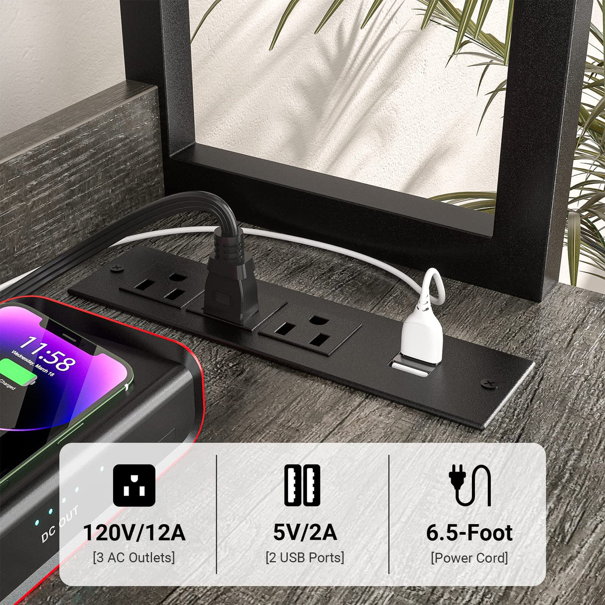 Homieasy Grey Oak Vertical Filing Cabinet with Lock & Charging Station, Large Drawer & Bookshelf Homieasy