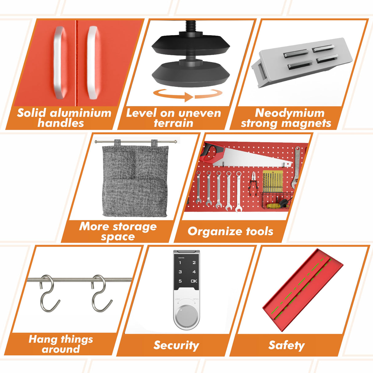 METALTIGER Metal Storage Cabinet with Digital Lock | Garage Storage Cabinet | Pegboard | 71" Lockable Tool Cabinet | Locking Cabinets (Red) METALTIGER