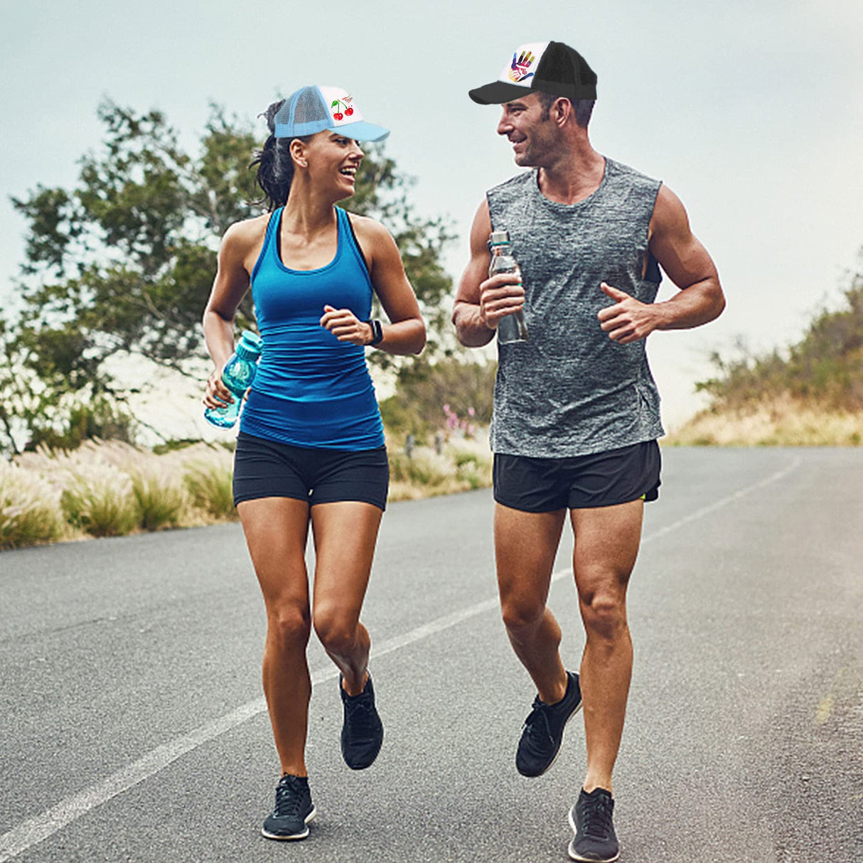 Ultrafun Unisex Sublimation Blank Mesh Baseball Cap Polyester Mesh Trucker Hat (Black White) Ultrafun