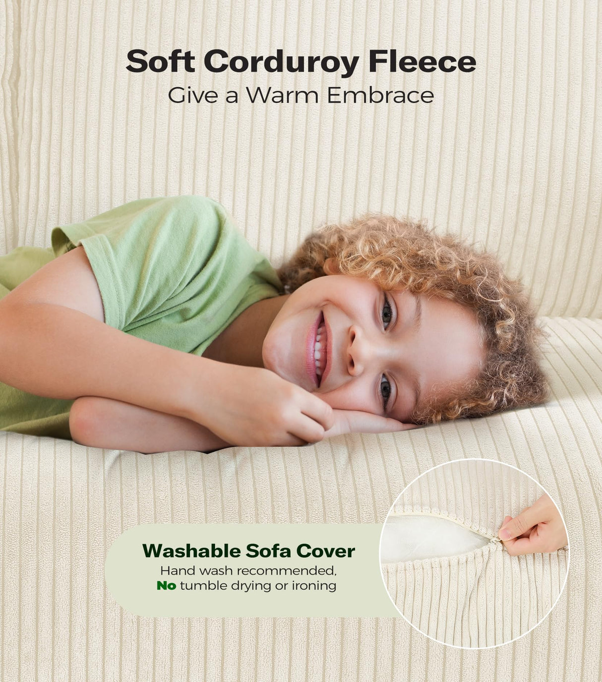 Welzona Loveseat Sofa, 51" Love Seat, Comfy Corduroy Small Loveseat for Small Spaces, Tool-Free Setup Couch for Bedroom, All-Wood Couches for Living Room, No Pillow Included, Beige Welzona