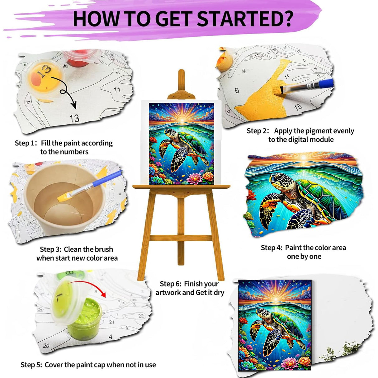 GOUGOUFAFA Sea Turtles Paint by Numbers Kit for Adults - 16 x 20 Inch GOUGOUFAFA