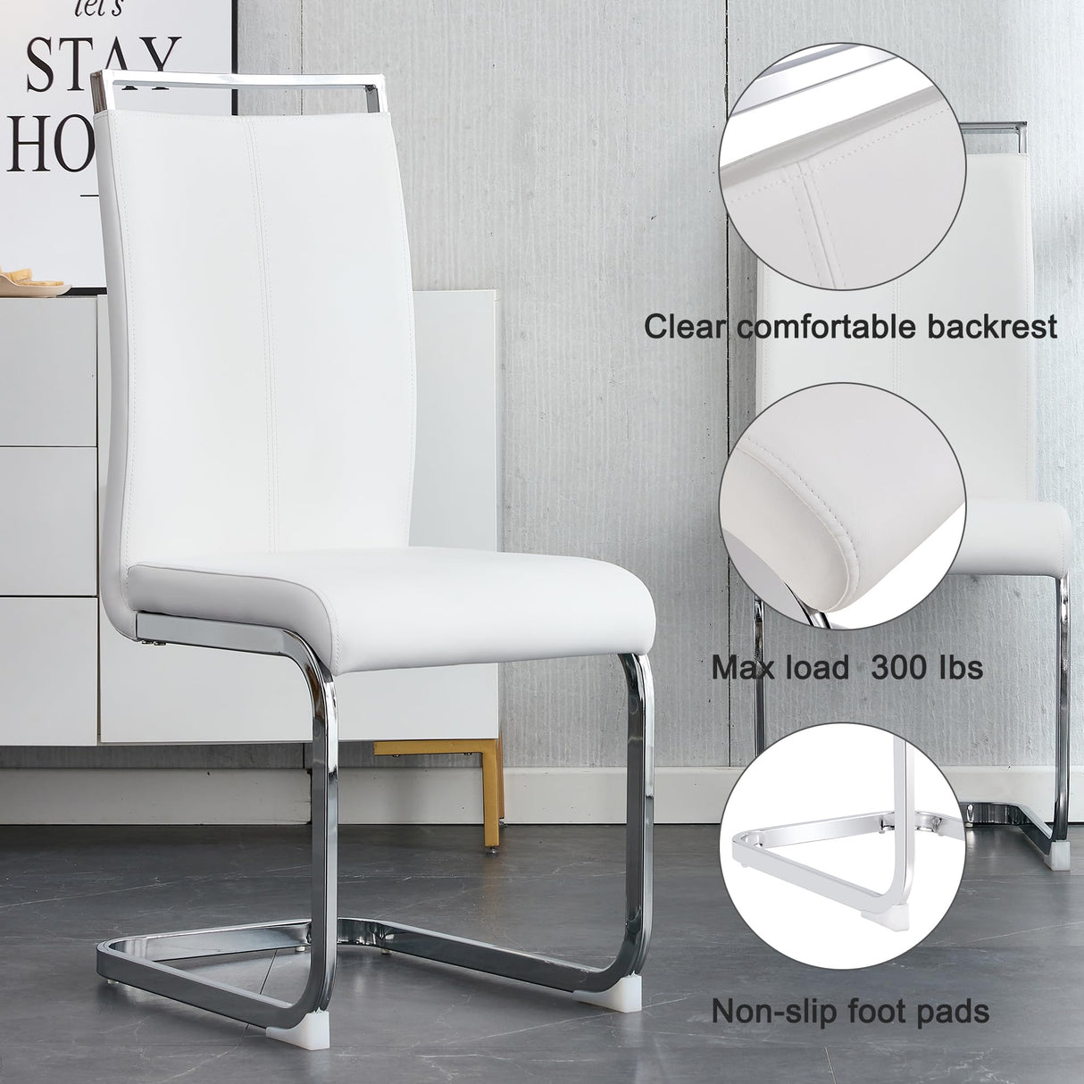 MEMUY 79" Modern Dining Table Set for 8,Faux Marble Dining Room Table Top with Silver Metal Pedestal, Glossy White Kitchen Room Table Set for 8-10 Person,Dining Room Table with 8 White Chairs MEMUY