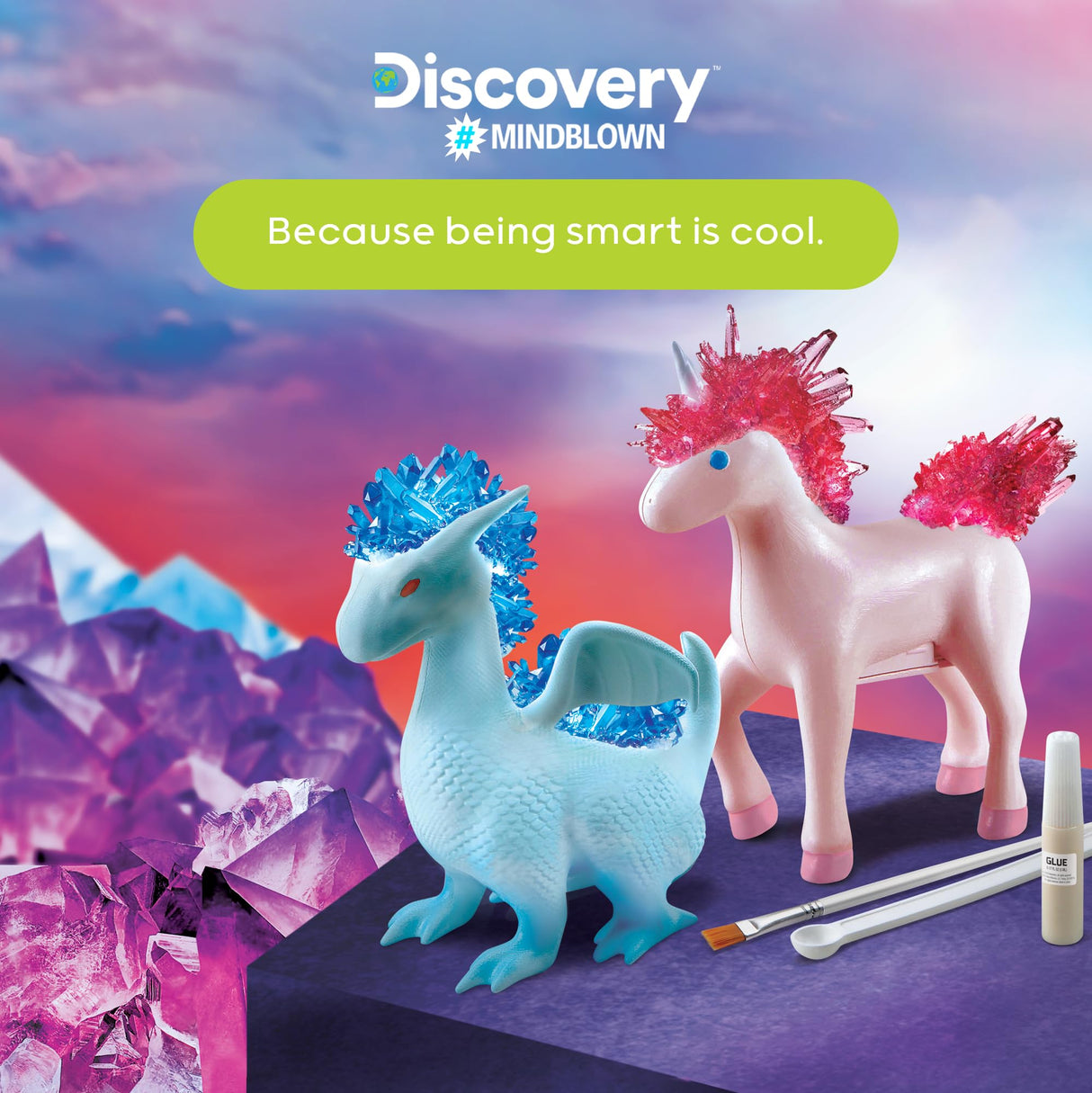 Discovery #MINDBLOWN Dragon & Unicorn Crystal Grow Kit DIY STEM Activity Set Educational Arts & Crafts for Kids Children's Chemistry & Science Learning Toy Fun & Safe Science Project Gift Ages 8+ Discovery Kids