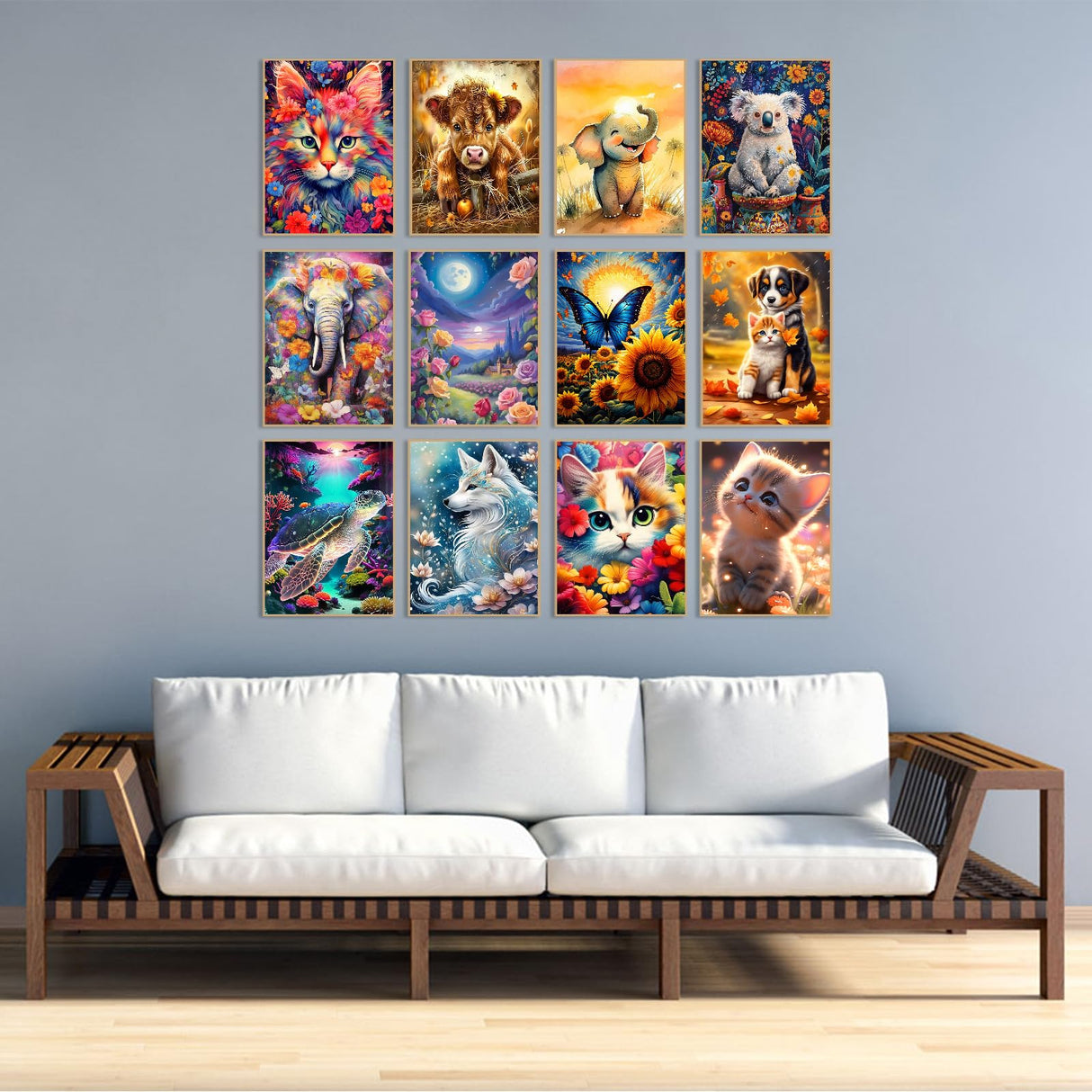 OXYSURE 12 Pack Diamond Painting Kits for Adults,Animal Cat Diamond Painting Set for Gift Home Wall Decor - 5D DIY Craft Kit with Diamonds OXYSURE