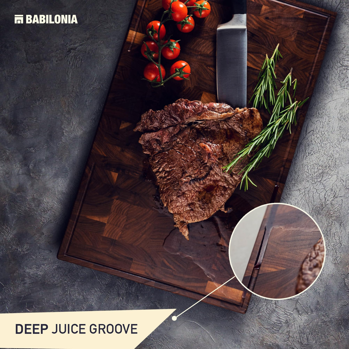 American Black-Walnut Cutting Board (ExtraThick 1,7"), Premium Quality & Professional Butcher Block. Heavy duty end-grain wood chopping board (Oil BABILONIA