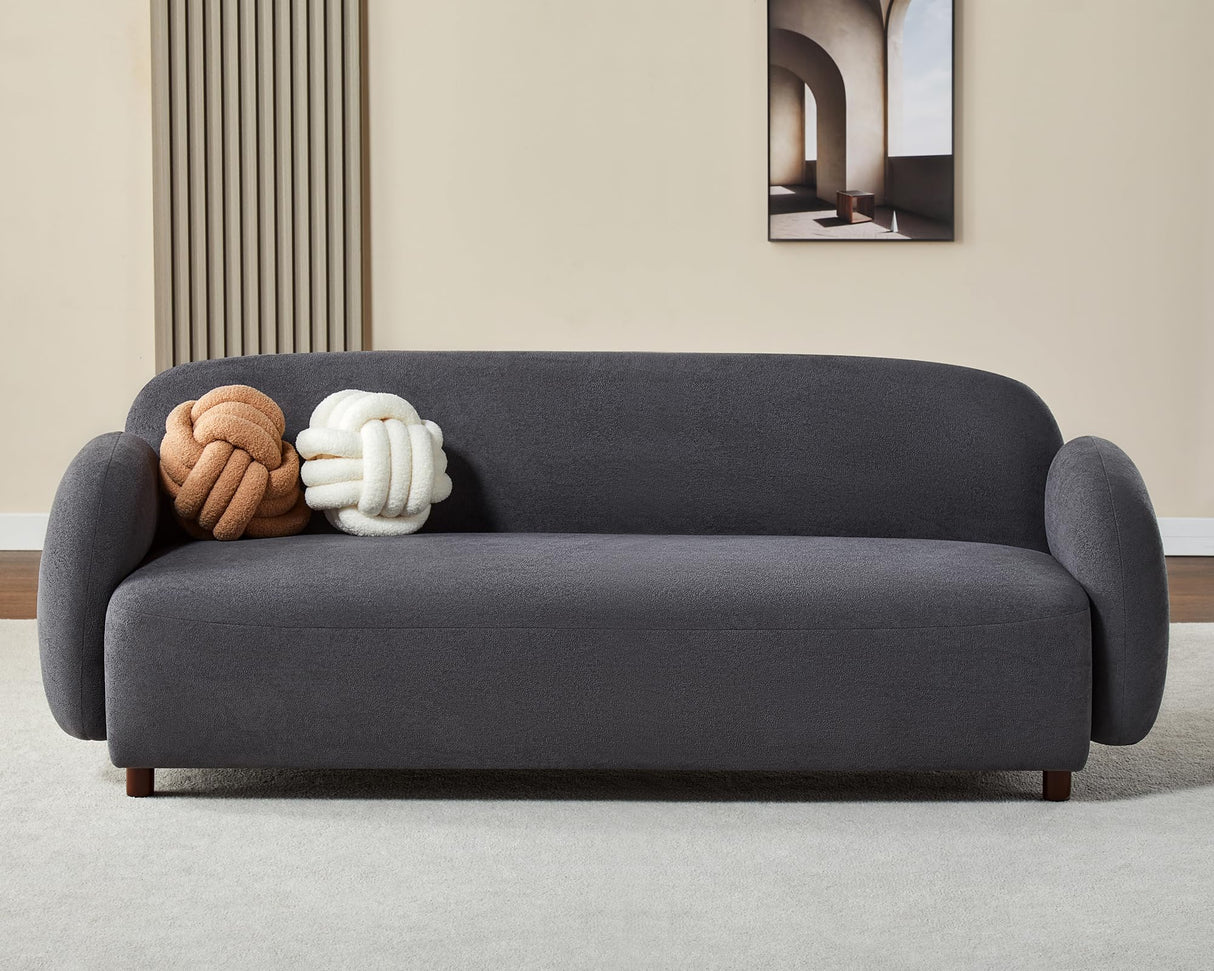 AMERLIFE Sofa, Curved Sofa with Deep Seat, 3 Seater Cloud Couch, Boucle Couch for Living Room, Grey AMERLIFE