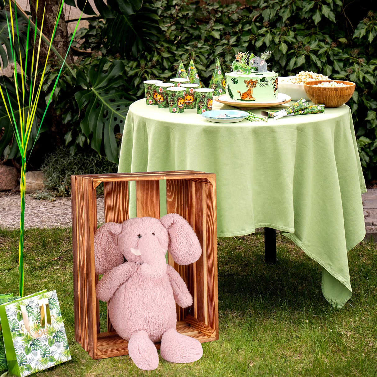 4 Pieces Decorative Wood Crates for Party Display, Large Rustic Farmhouse Wooden Nesting Storage Crates with Handles for Wedding Birthday Home Party Decoration Aweyka