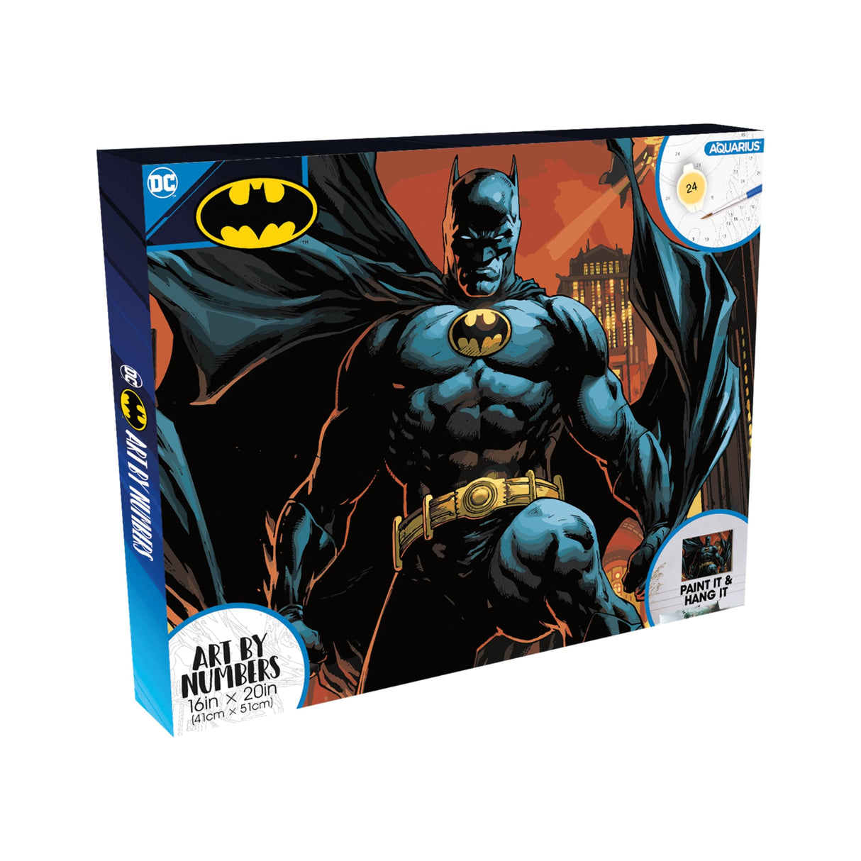 AQUARIUS Batman Art by Numbers Painting Kit (16 x 20 Stretched Canvas) 24 Paints, 3 Paint Brushes, Ready to Hang, Officially Licensed DC Comics Collectible - 16x20 in AQUARIUS