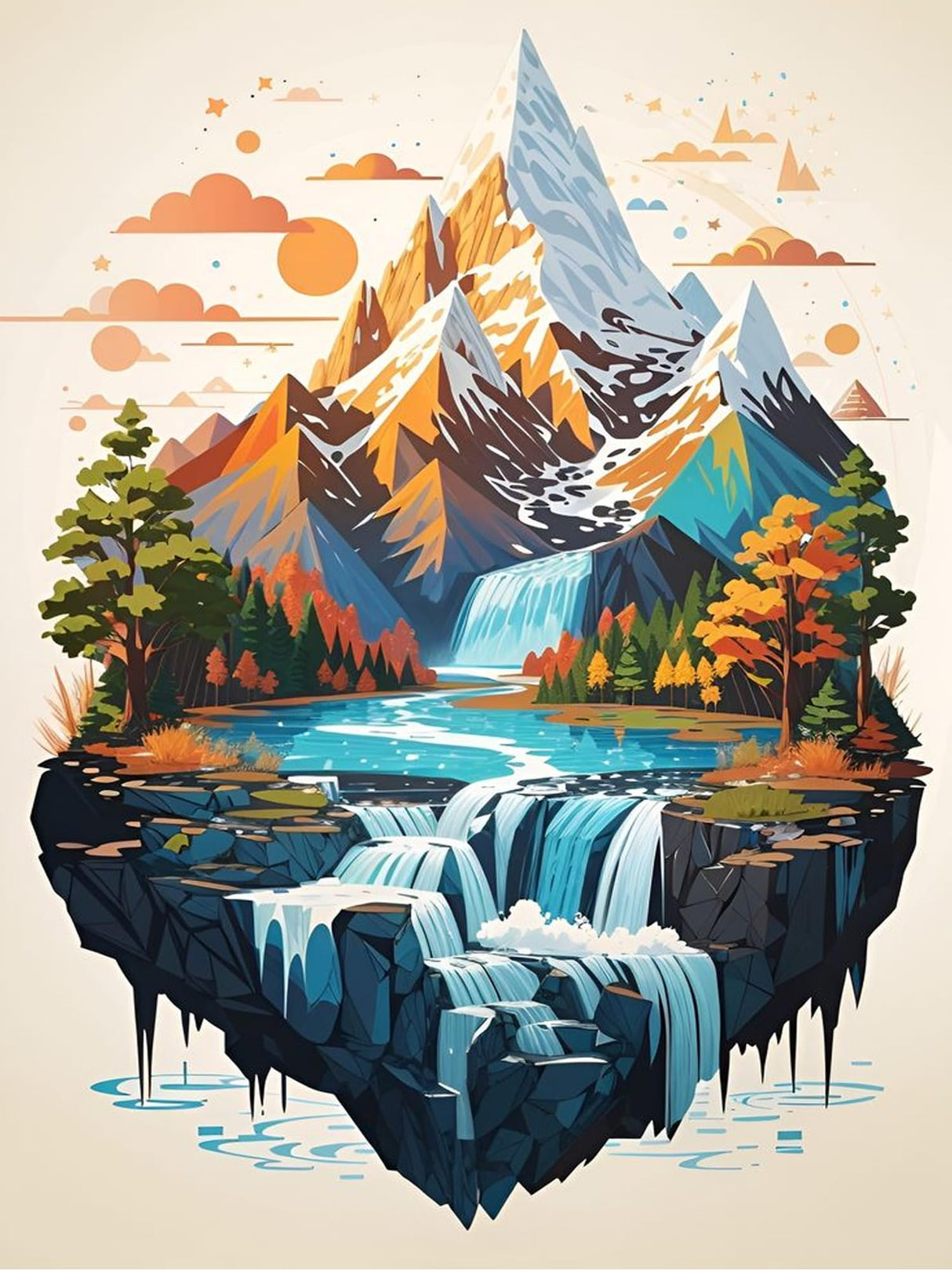 GMETINC 5D Diamond Painting Kits for Adults, Floating Mountain Scene Diamond Art Kits for Adults Beginner, DIY Full Drill Diamond Dots Paintings with Gem Art and Crafts Home Wall Decor 12x16inch GMETNIC