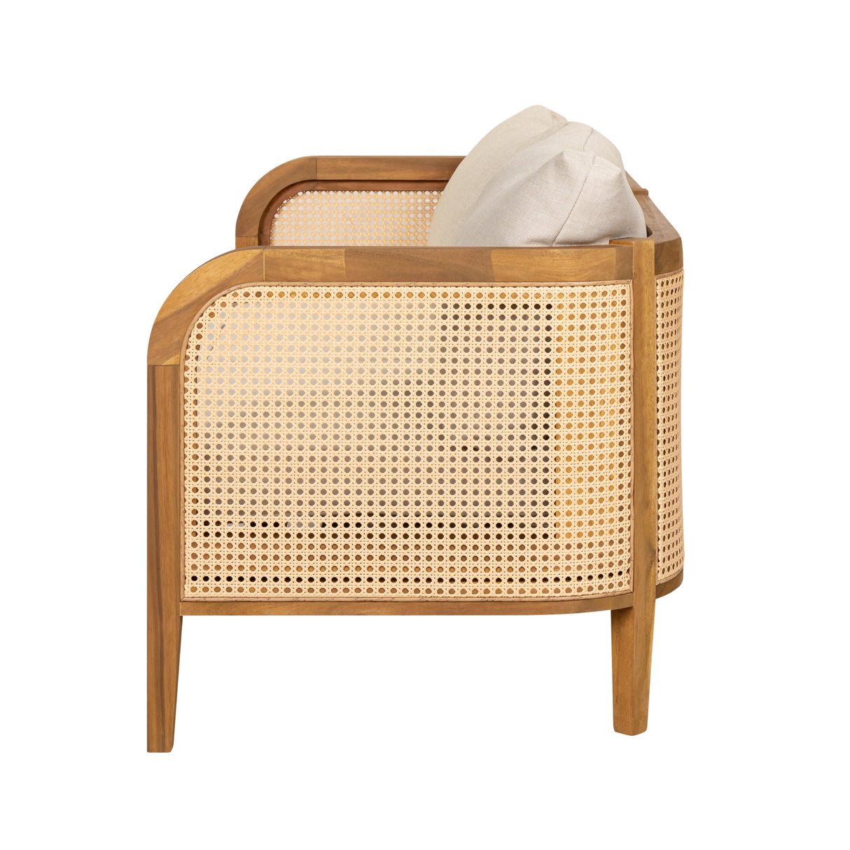 Christopher Knight Home Tilden Acacia Wood Outdoor Loveseat, 2-Seater Patio Furniture Sofa with Wicker Accent, Wooden Patio Sofa Couch with Armrest+Cushions, Comfy Lounging/Reading Chair, Teak+Beige Christopher Knight Home