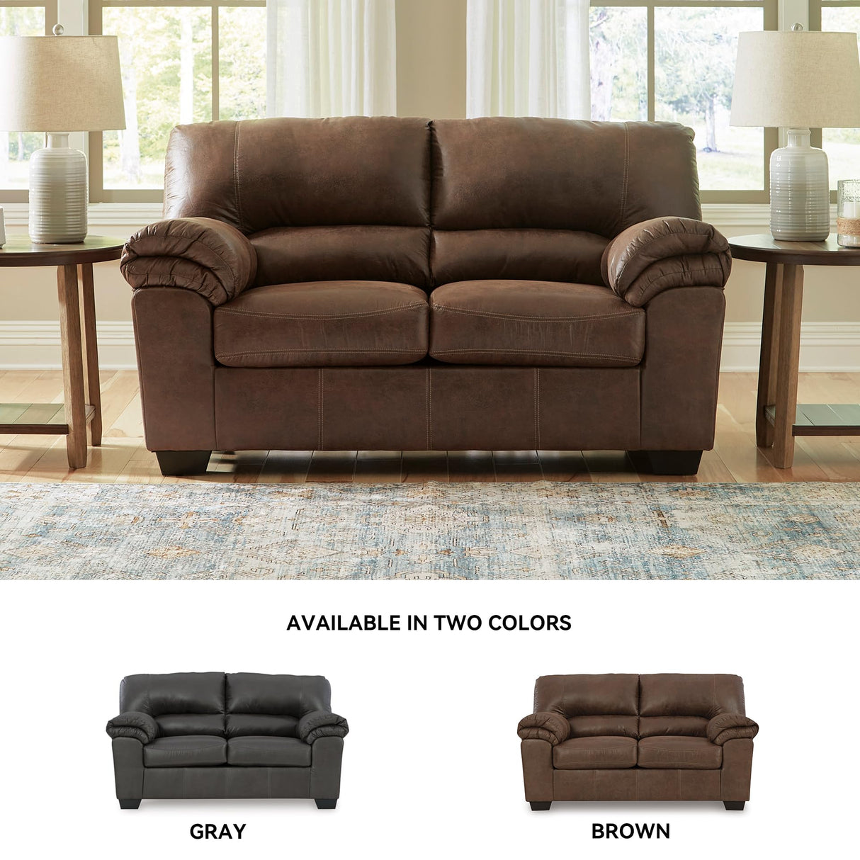 Signature Design by Ashley Bladen Faux Leather Loveseat, Brown Signature Design by Ashley