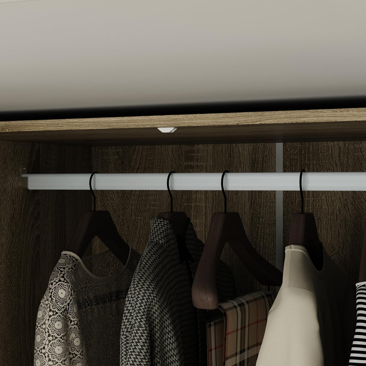 Homsee 3-Door Rttan Wardrobe Armoire Closet, Bedroom Cabinet Armoire with 3 Rattan Doors, 3 Drawers, Hanging Bar & 6 Shelves, Light Brown Homsee