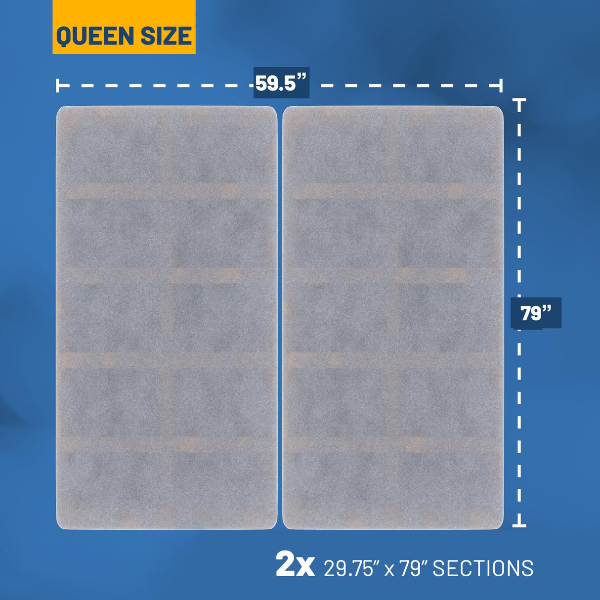 Greaton, Premium 38mm Split Wood Bunkie Board Queen Size Bed - 2-Piece Under Mattress Support Board, Fully Assembled, Fabric Ventilation Cover - Replaces Wooden Slats or Box Spring for Bed Frames Greaton