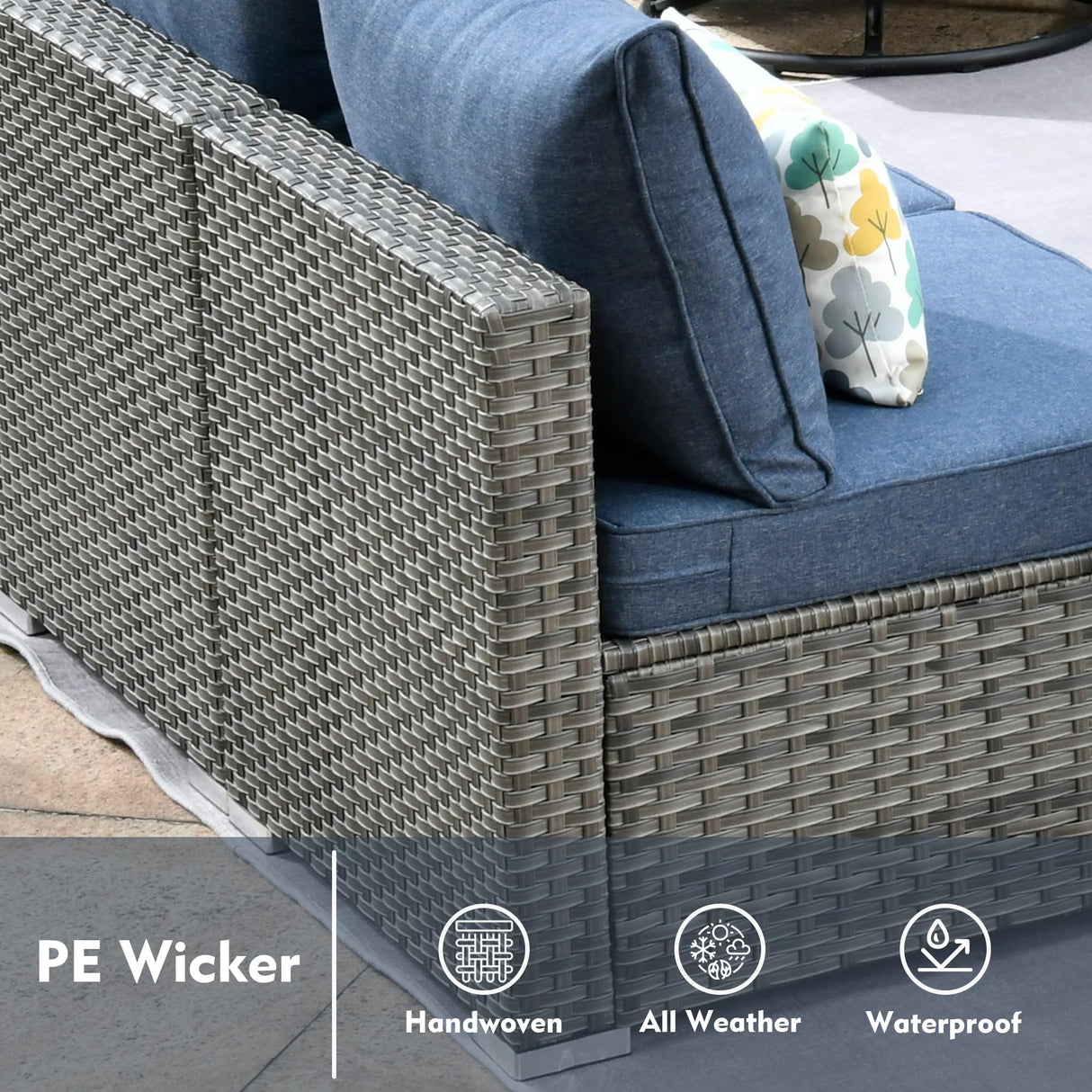 CAODOC 11 Pieces Outdoor Patio Furniture Set, Rattan Wicker Sectional Swivel Rocker Chairs Sets with Fire Pit, Swivel Glider Chairs, and Coffee Table CAODOC