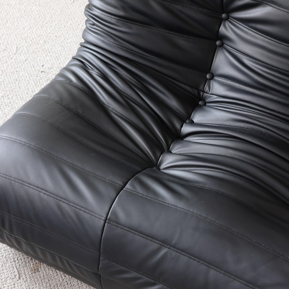 Comfy Lazy Floor Sofa Couch,Bean Bag Chairs,Soft Armless Fireside Chair,Faux Leather Lounge Chair,Corner Relax Couch for Living Room Bedroom,Salon Office,Adults(Black+3 Seat Generic