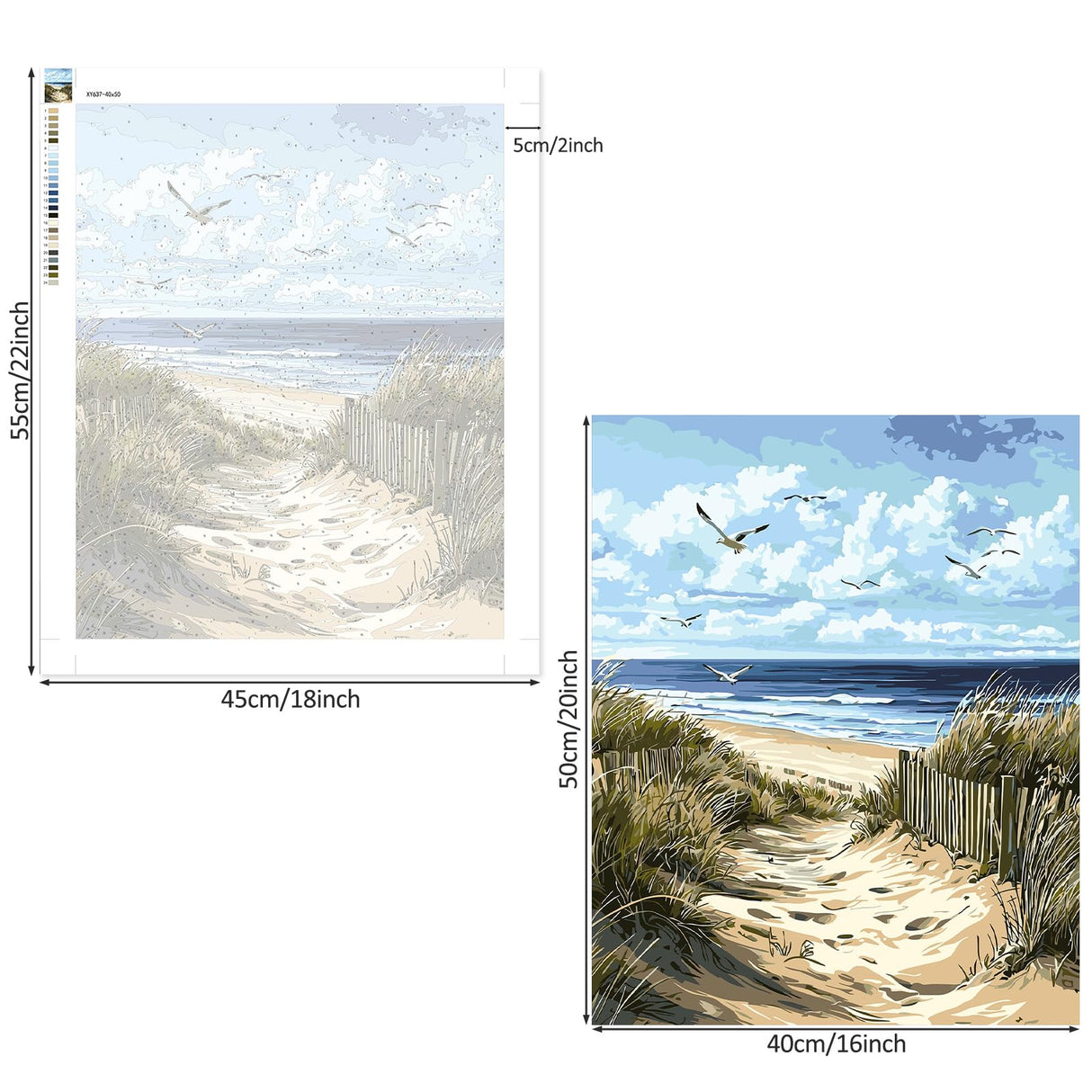 Lxmsja Sandy Beach Paint by Numbers Kit for Adults, Coastal Scene Acrylic Paint by Numbers for Adults Beginner, DIY Craft Supplies Oil Painting Kits for Home Wall Decor 16x20 inch (No Frame) Lxmsja