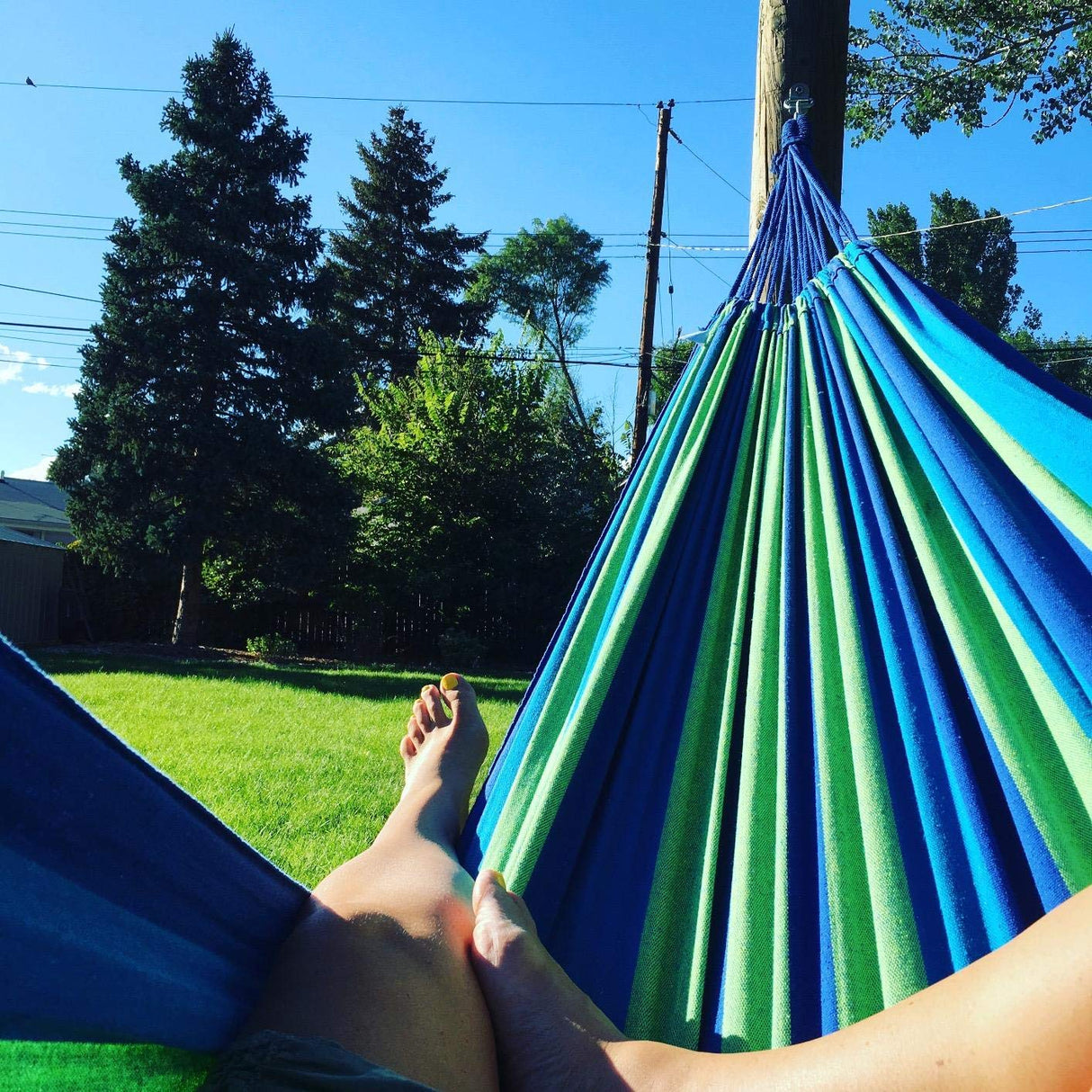 Double Brazilian Hammock 2 Person Canvas Cotton Fabric Hammock with Trees Strap for Patio Garden Balcony Porch Backyard Outdoor and Indoor STEGTA