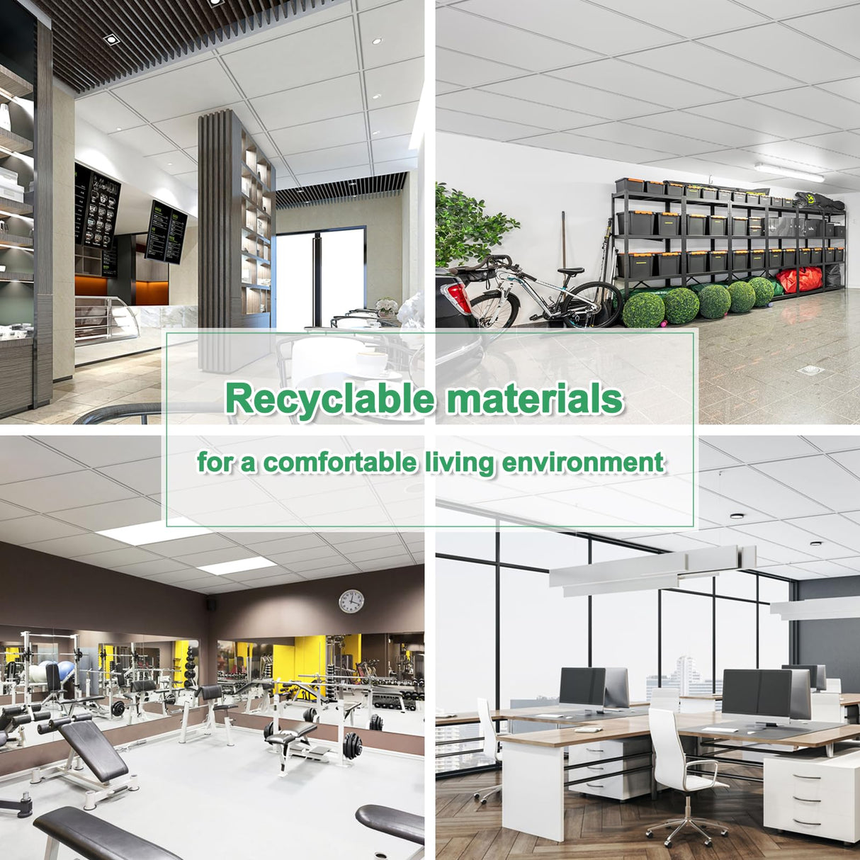 Smooth White Drop Ceiling Tile 2ft x 4ft, Ceiling Panel 24 x 48in – Waterproof, Washable and Fire-Rated - to Prevent Breakage-Cover 80 Sq. Ft-Package of 10 Tiles Gigrwiin