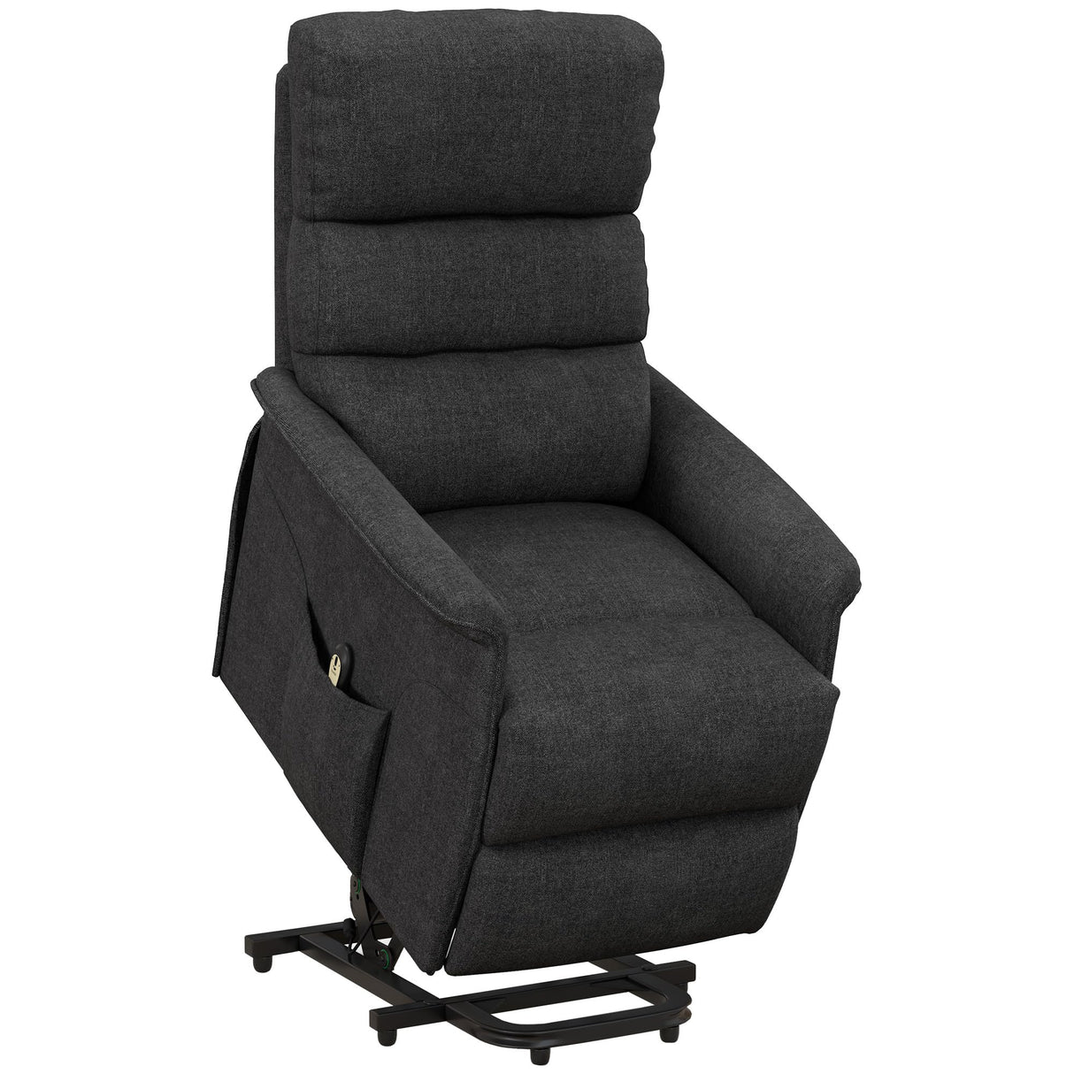 HOMCOM Power Lift Recliner Chair for Elderly, Easy Assembly, Fabric Lift Chair for Adults, Recliner Sofa with Remote Control, Side Pockets for Living Room, Black HOMCOM