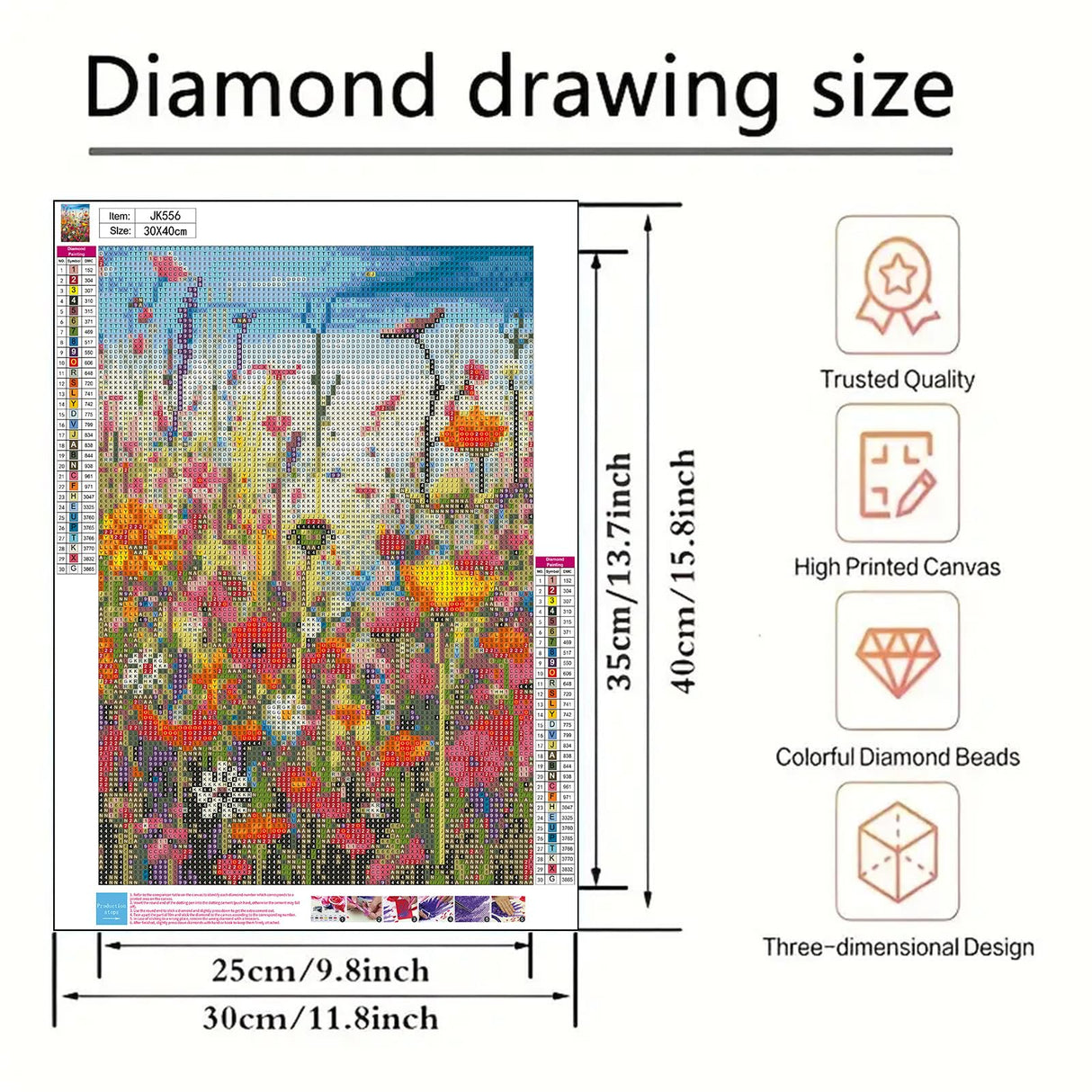 Diamond Art Painting Kits for Adults, Sea of Flowers 5D Diamond Painting Dots Art Kits for Adults Beginner, Flowers DIY Full Round Gem Crystal Art Paint by Diamond, Home Wall Decor 12x 16 in BYGFHLYW