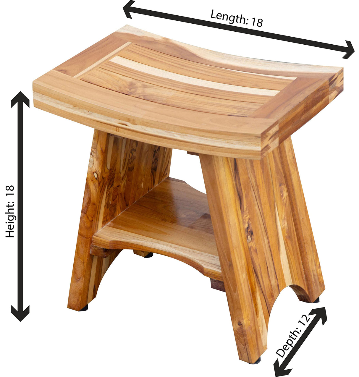 EcoDecors, Serenity, 18", Teak Shower Bench, Teak Shower Stool, Teak Shower Seat, Teak Shower Bench For Inside Shower, Teak Bathroom Bench, Teak Shower Bench For Inside Shower, 18" Inch Height EcoDecors