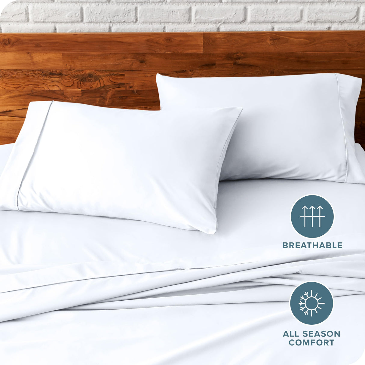 Bare Home Microfiber Pillow Cases - Standard/Queen Size - Cooling Pillowcases - Double Brushed - 2 Pack - Easy Care (Pillowcase Set of 2, White) Bare Home