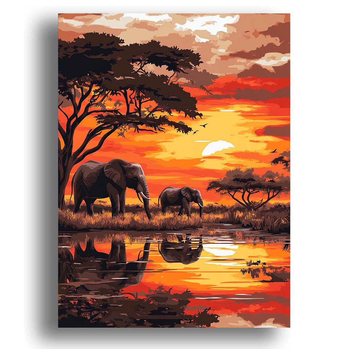 Zariocy Paint by Numbers Kits for Adults - Elephant DIY Oil Paintings Canvas Acrylic Paint Set - Sunset Landscape Paint by Numbers Kit for Beginners and Ideal for Home Decor 16x20 inch Zariocy