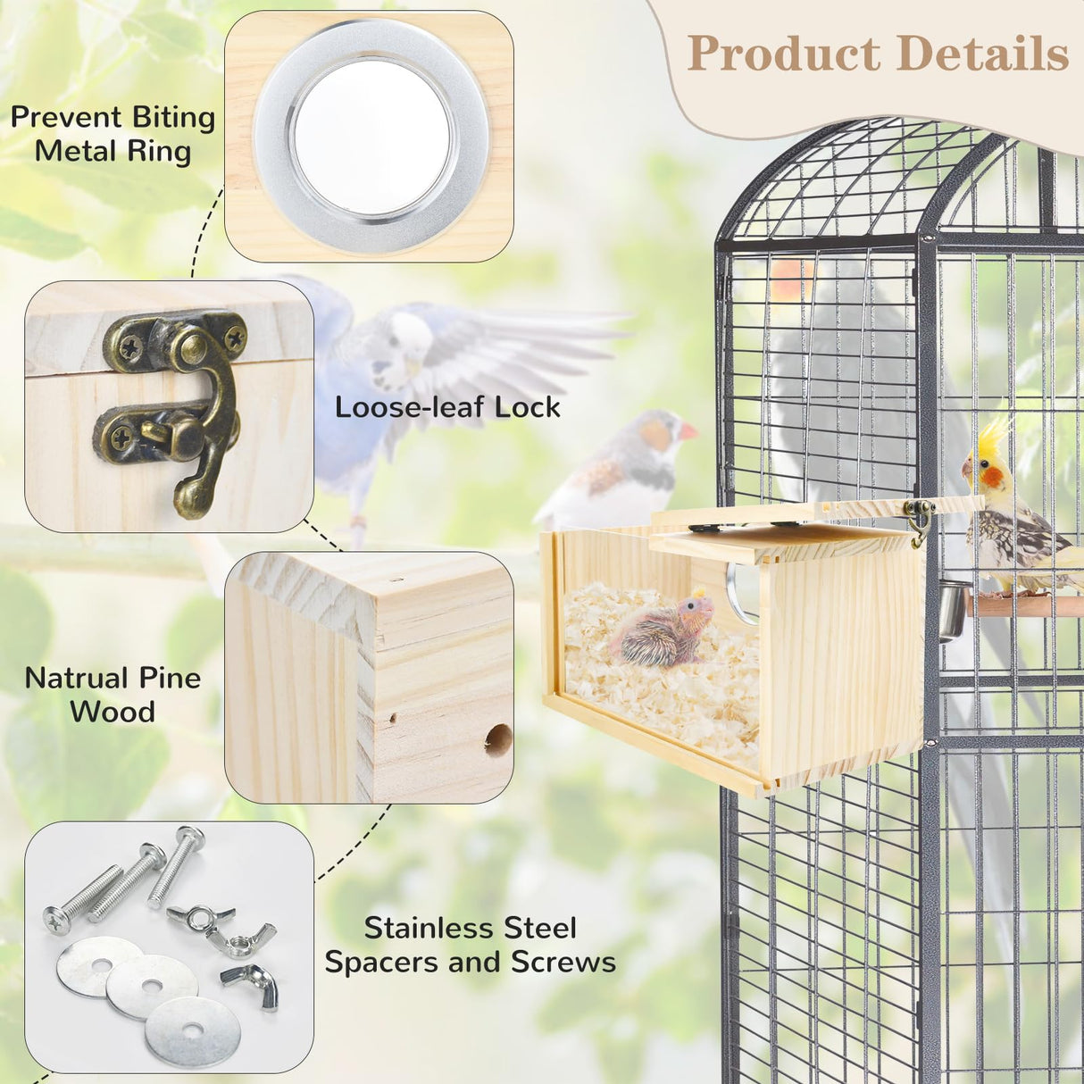 ShuRung Parrot Nesting Box Cockatiel Nesting Box Bird Breeding Box House Handcrafted Wooden Acrylic Transparent Bird Box with Detachable Wooden Board for Parakeets Cockatiel Budgie Conure Parrot XL ShuRung