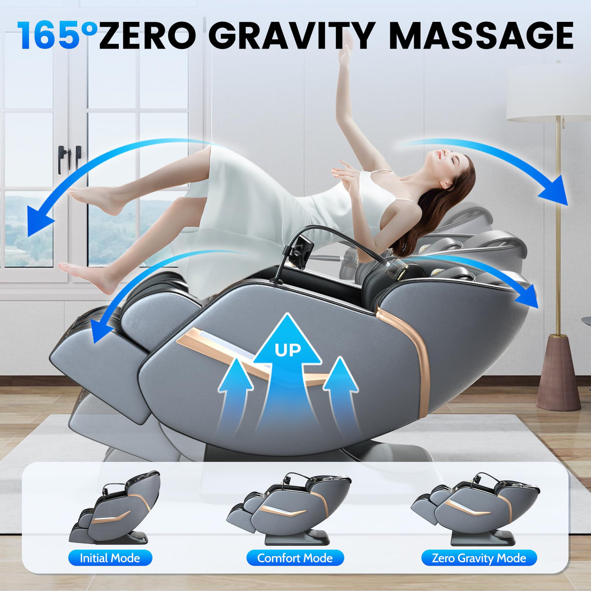 Hitree 4D Massage Chair Full Body, Zero Gravity Recliner with 57'' SL Track, Shiatsu Massage with Body Scan, Deep Yoga Stretch, Foot Rollers, Heating, Upgraded Calf, Bluetooth, Black Hitree