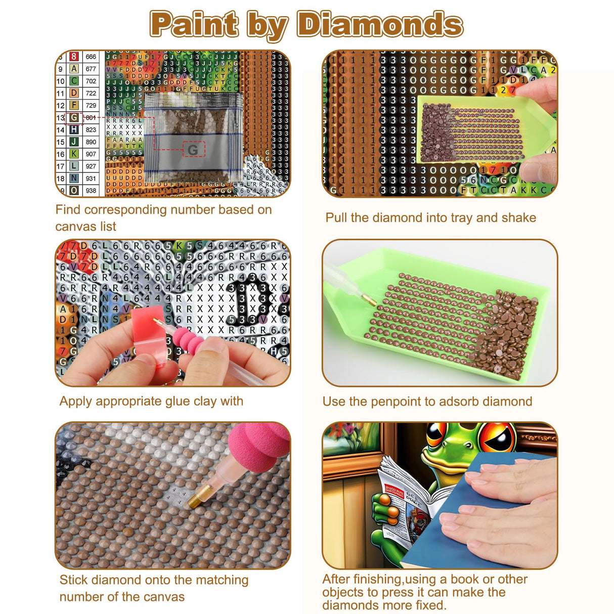 CEOVR Frog Diamond Art Kits for Adults, Frog Reading Newspeaper Diamond Painting Dots 5D Full Drill DIY Funny Gem Art, Adult Crafts Kits Wall Decor for Home Office 12x16in CEOVR
