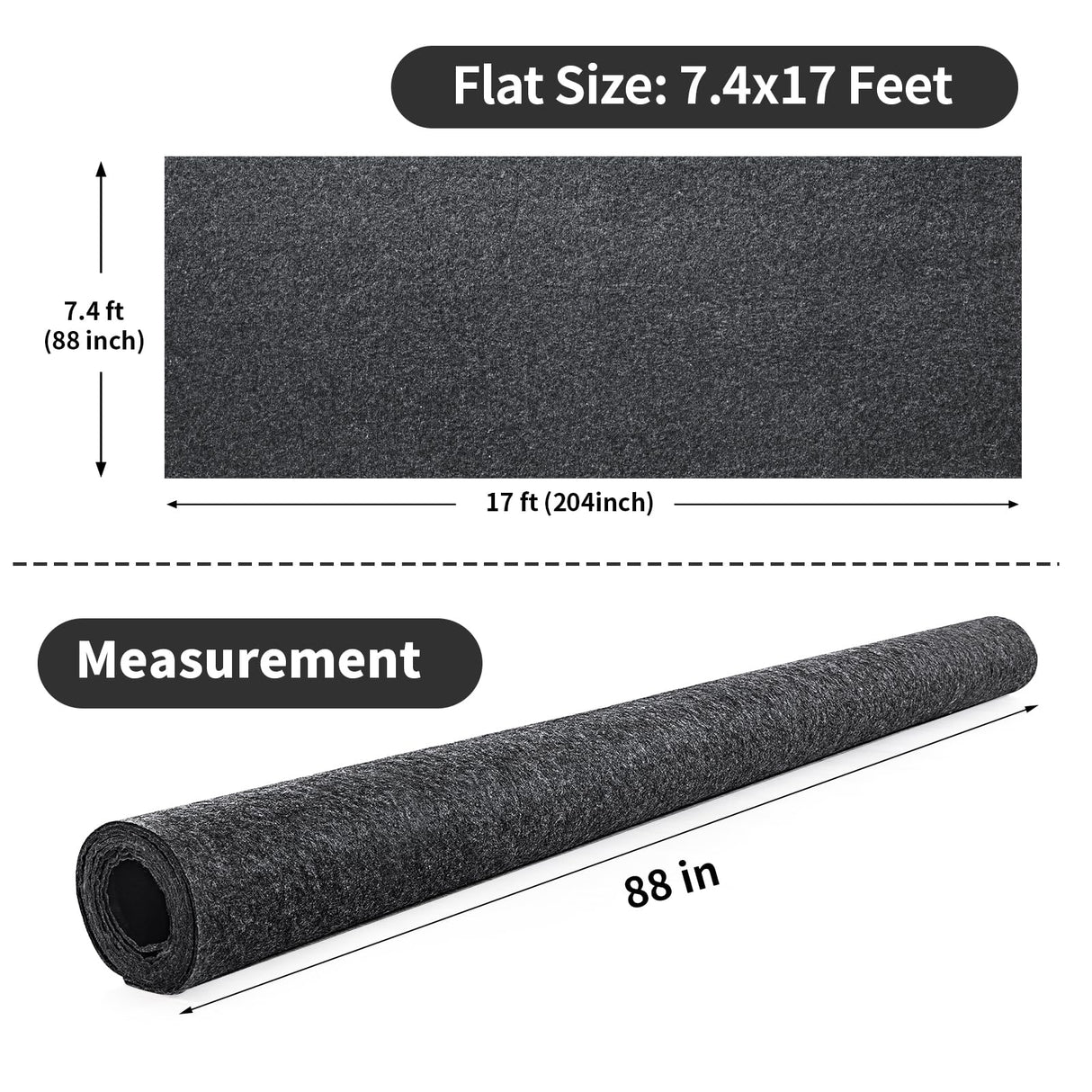 MABOZOO Garage Floor Mat 17x 7.4 Ft,Extra Large Garage Carpet,Reusable Absorbent Oil Spill Mat,Washable Garage Floor Mats for Under Car,Protects Floor from Spills, Drips and Stains,Garage Parking Mat MABOZOO