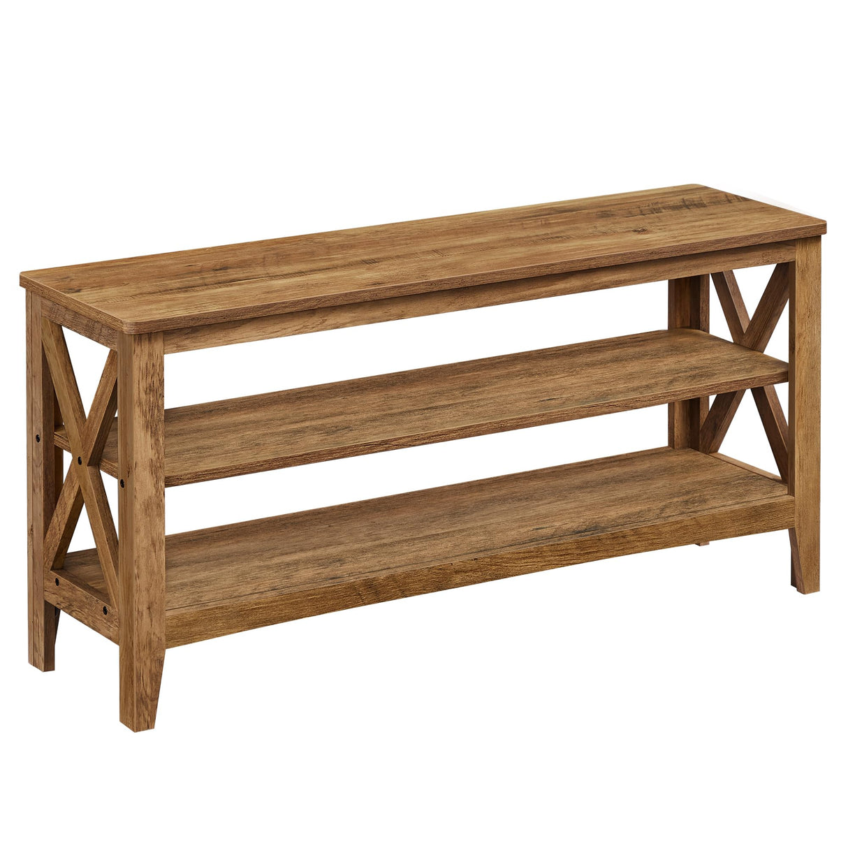 VASAGLE, Entryway Storage Bench, 2-Tier Shoe Rack, 11.8 x 39.4 x 18.9 Inches, Holds up to 600 lb, Farmhouse Style, for Living Room, Bedroom, Honey Brown ULSB153K41 VASAGLE