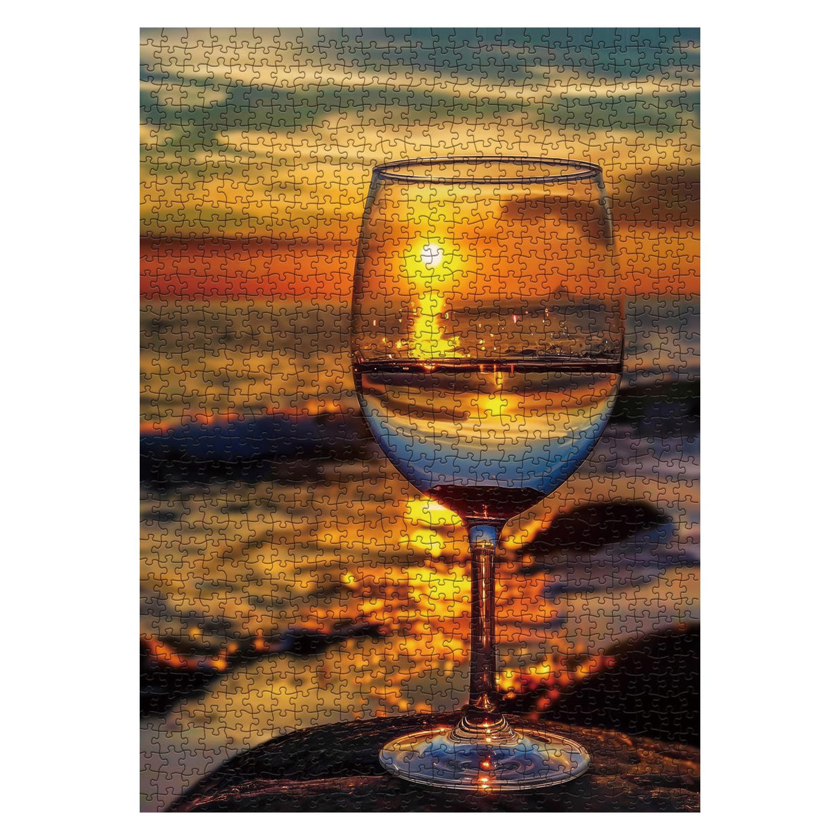 Beach Wine Sunset Puzzles for Adults 1000 Pieces, Ocean Art Landscape Jigsaw Puzzles, Pretty Beautiful Scene Puzzle IdeaBazar