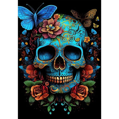 Arttoplus Skull Paint by Numbers Kit for Adults-Butterfly Adult Paint by Number Kits on Canvas,Skeleton Painting by Number Adult for Gift Home Wall Decor(16x20inch)