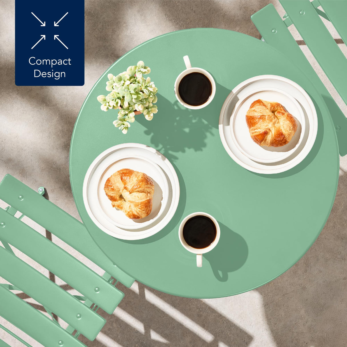 Best Choice Products 3-Piece Bistro Set, Space Saving Folding Design, Solid Steel, Outdoor Patio Furniture Set w/ 2 Chairs, Bistro Table - Sage Best Choice Products