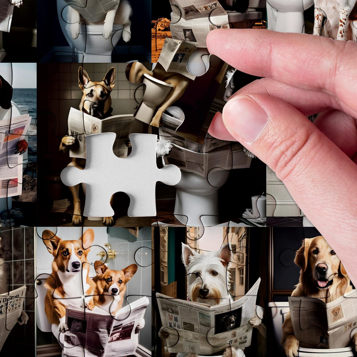 Pooping Dogs Puzzles 1000 Piece for Adults, Animal Jigsaw Puzzles 1000 Pieces, Funny Puppy Puzzles Prank Puzzle Dog Pooping BBOLDIN