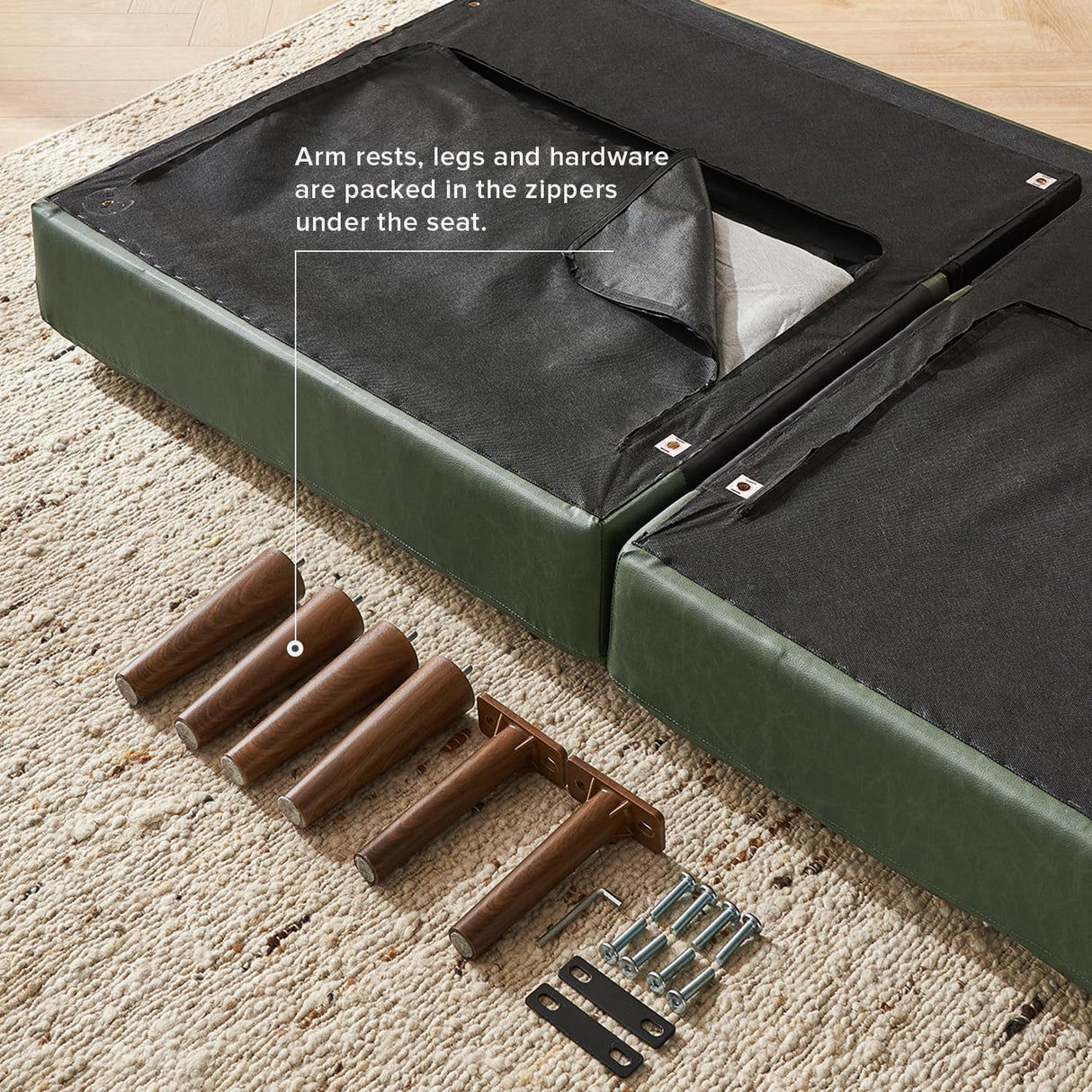 mopio Aaron 76.8" Couch, Small Futon Sofa Bed, Sleeper, Loveseat, Mid Century Modern Futon Couch, Sofa Cama, Couches for Living Room, Bedroom (Sage Green, Faux Leather) mopio