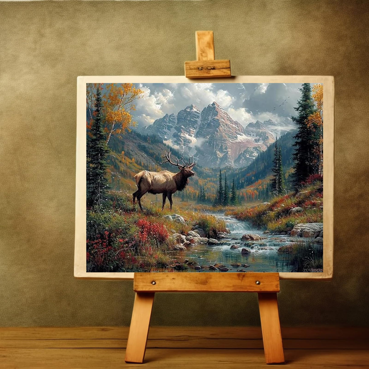 ZUVRDIAI Paint by Number for Adults, Grand Elk in Valley, Adult Crafts Paint by Numbers, DIY Handmade Gifts 16x20 inch ZUVRDIAI